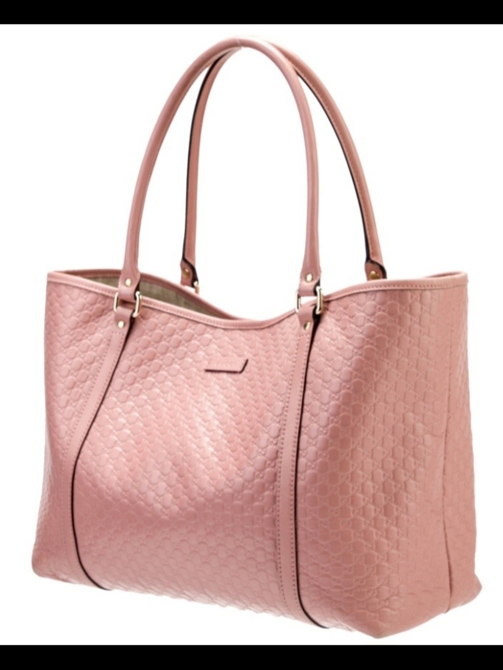 Authentic Gucci Microgucci Joy Soft Pink Quilted Tote Bag with Dual Handles